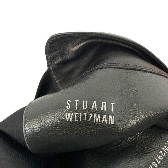 Stuart Weitzman Black Leather Wedge Tall Boots Sz 10.5 - Picture 6 of 7